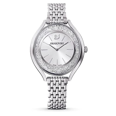 Swarovski Crystalline Aura Uhr, Lederarmband, Grau, Roségold-Legierungsschicht PVD-Finish im Sale